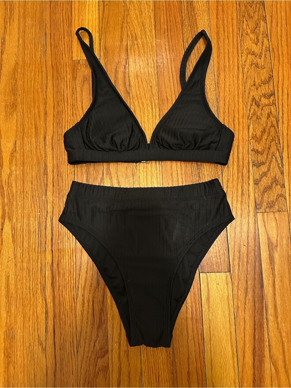 Xhilaration black ribbed bikini set - XS